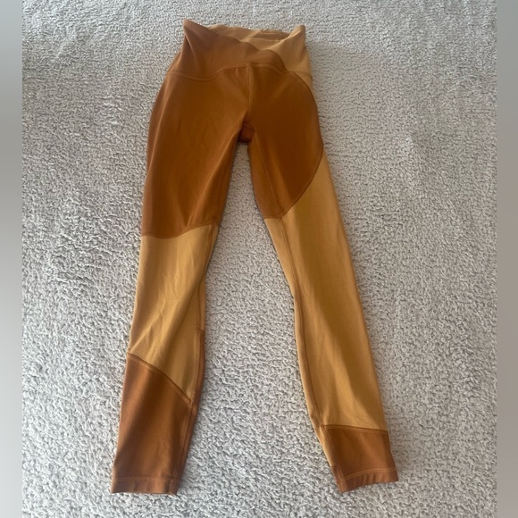 Lululemon Nulu Colour Block High-Rise Tight 25" Size 0 Womens Brown Tan - Picture 1 of 7